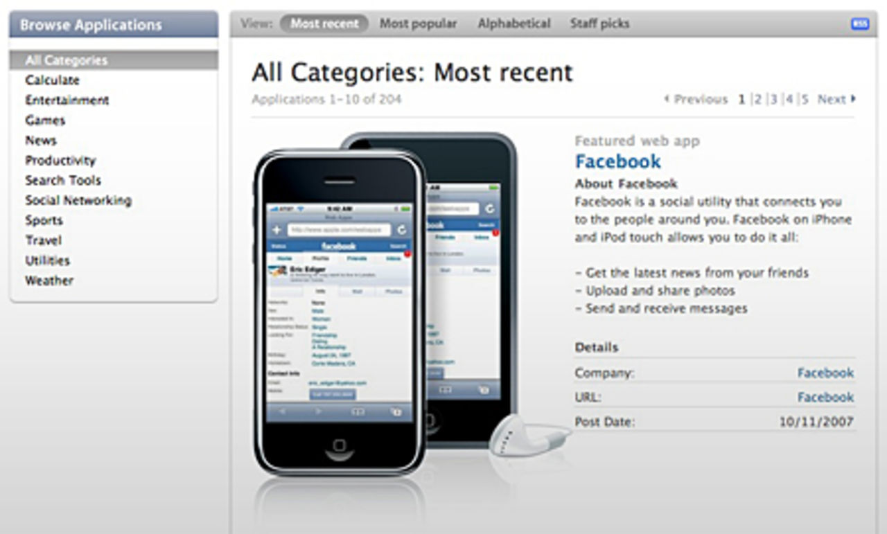 Apple listar webbapplikationer för iPhone