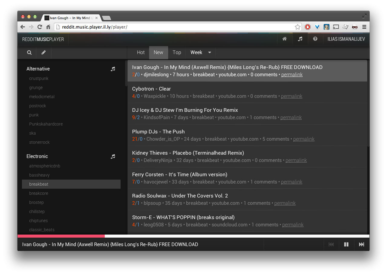 Spela musik från Reddit