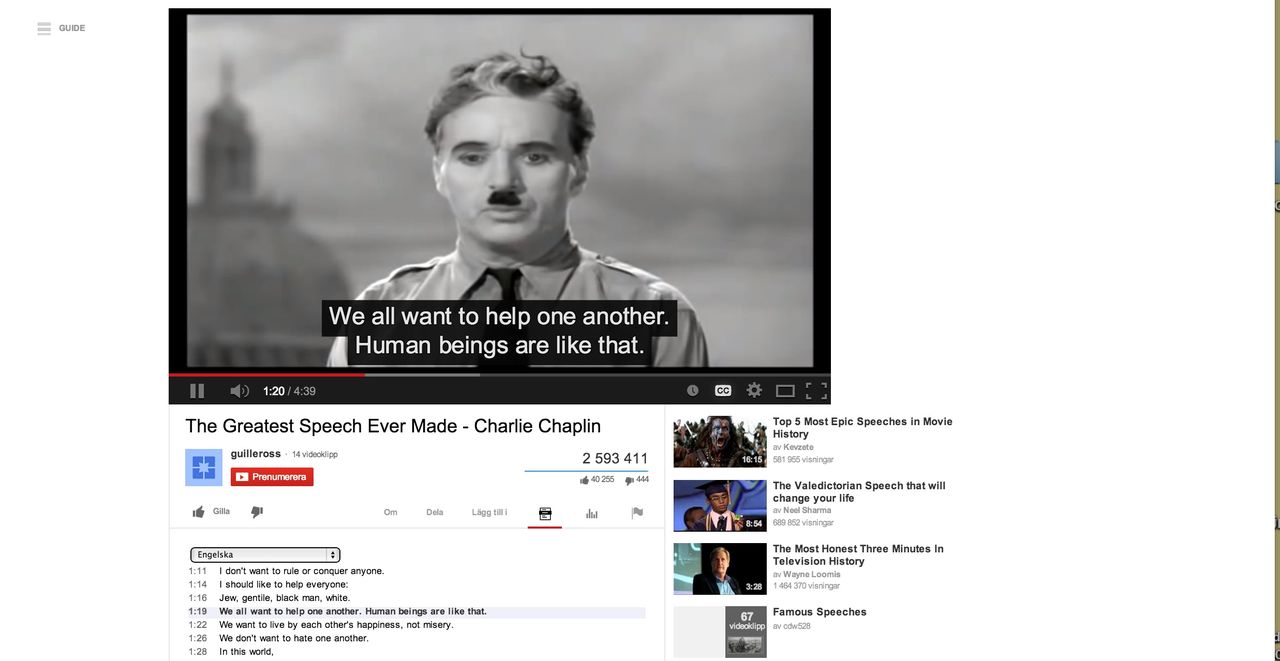 Transkribera med YouTube