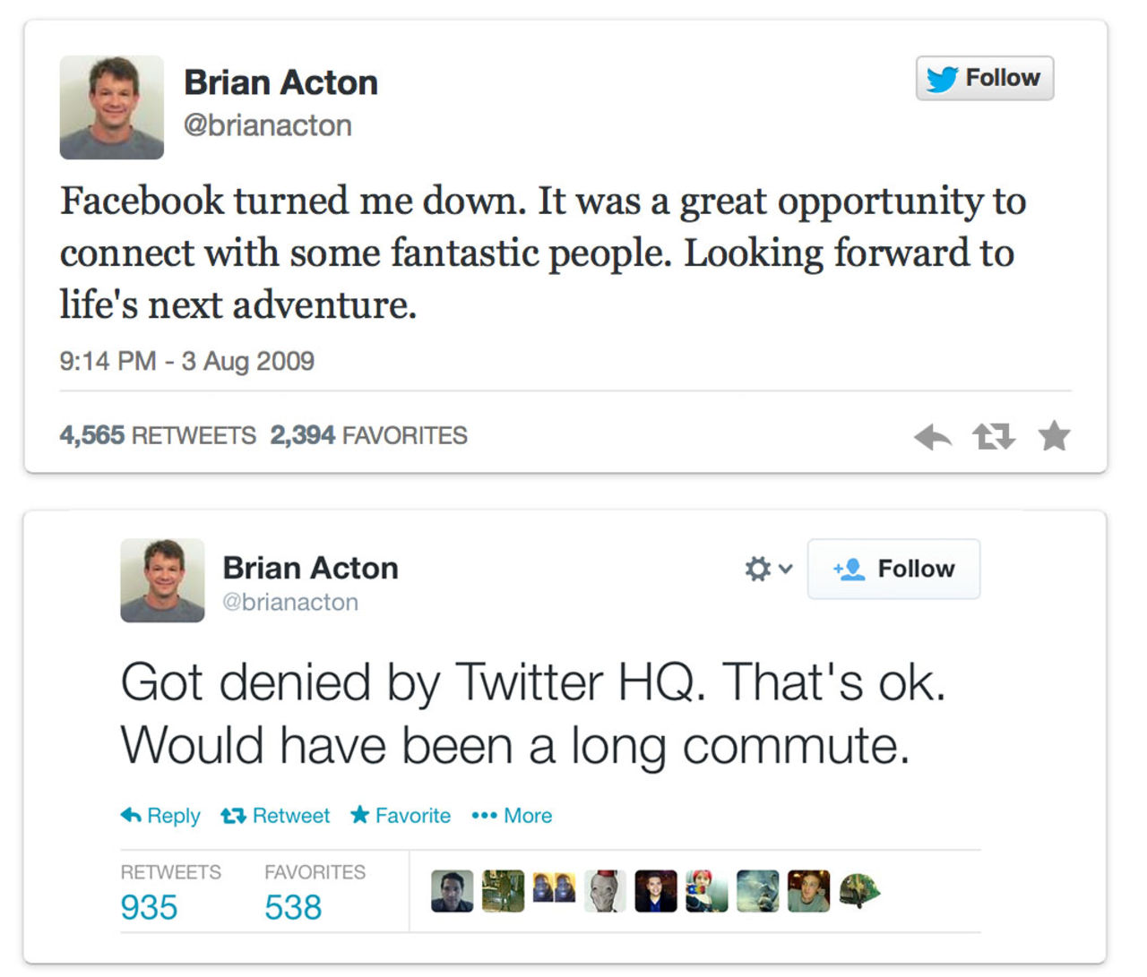 Brian fick inte jobb på Facebook, grundade WhatsApp istället