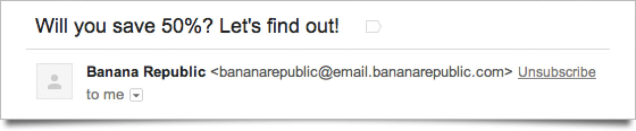 Unsubscribe-knapp i Gmail