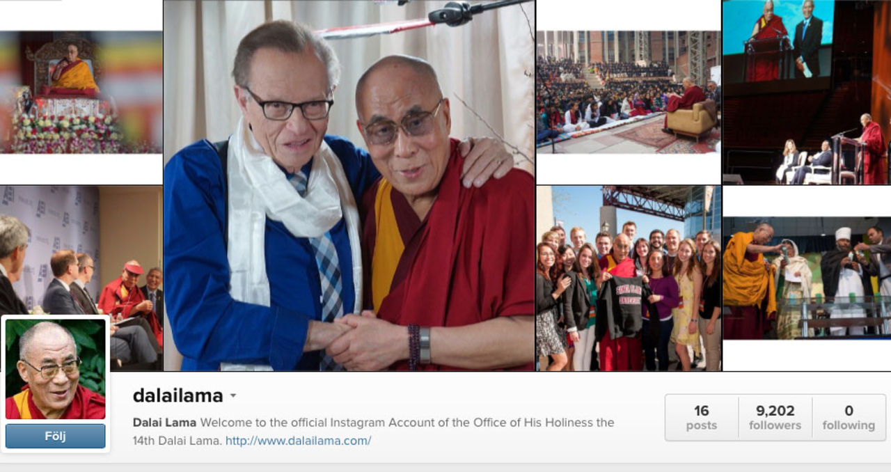 Dalai Lama skaffar Instagram