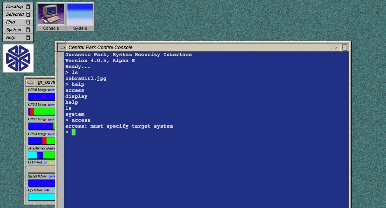 Lek med operativsystemet från Jurassic Park