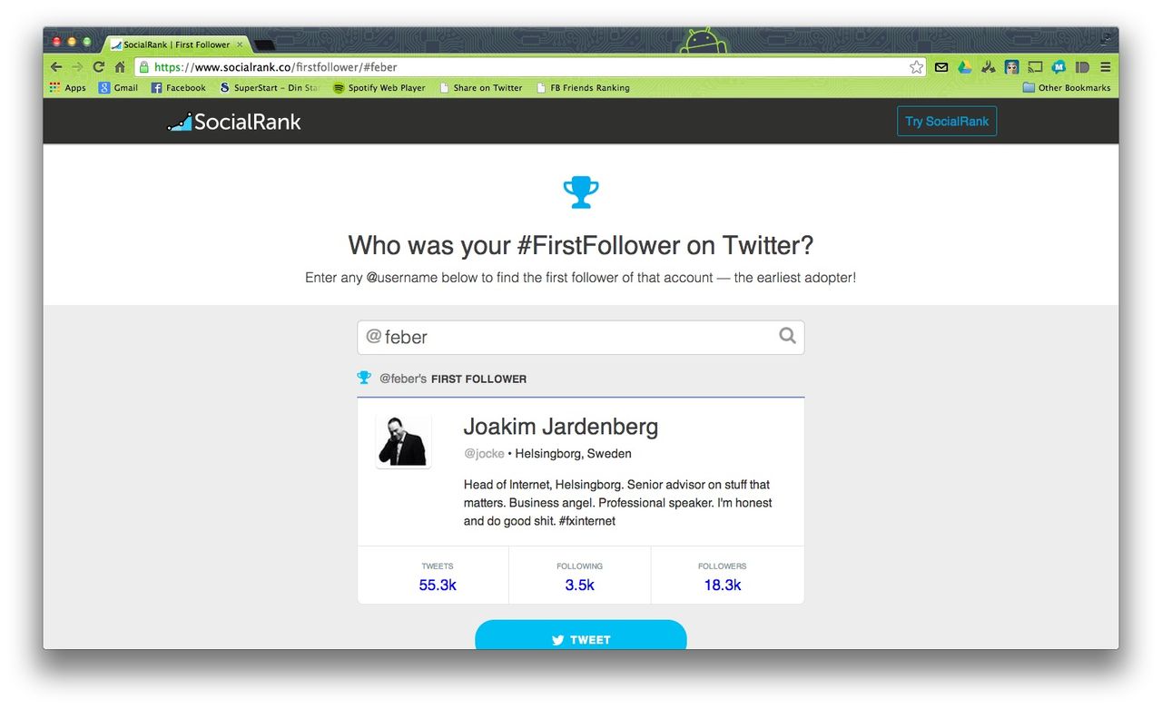 Kolla vem som följde dig först på Twitter