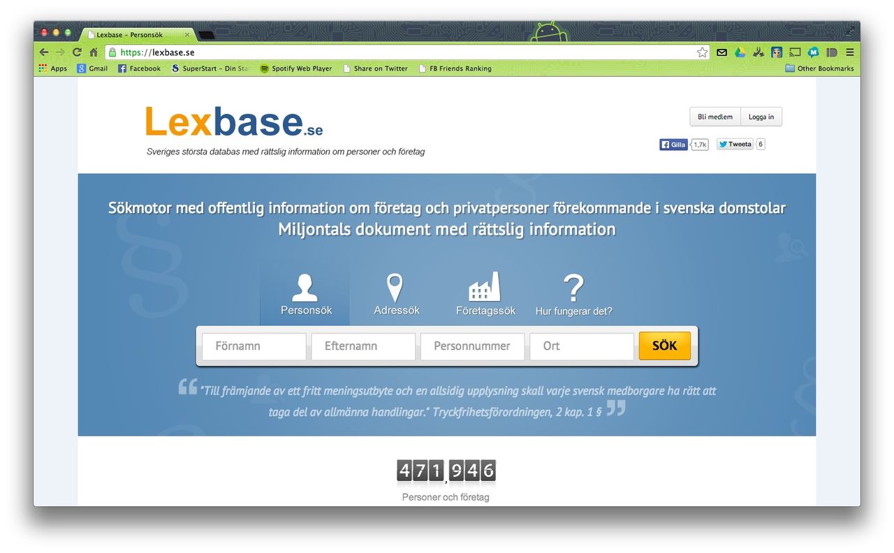Staten stäms av dömda som finns på Lexbase