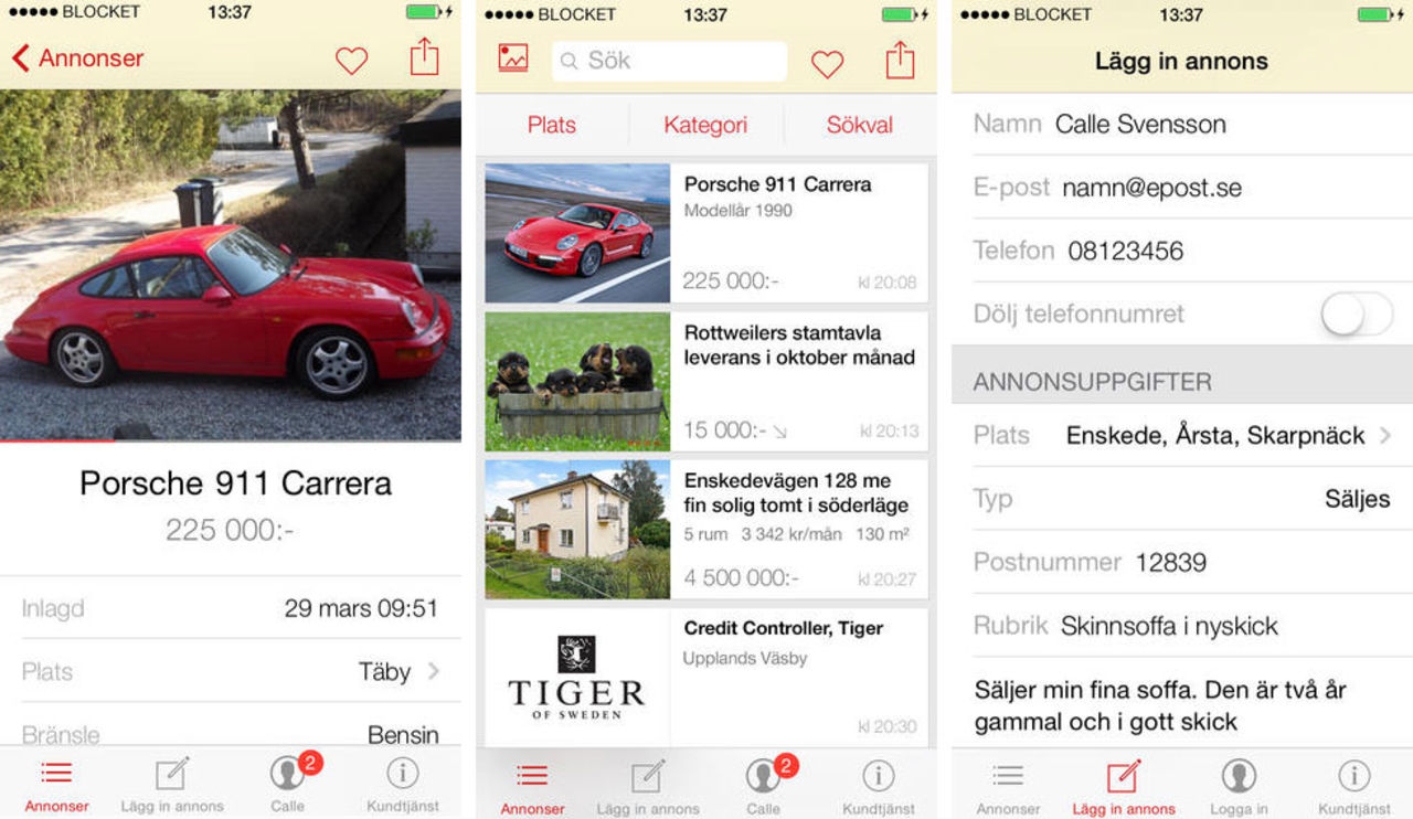 Blocket uppdaterar appen för iOS 7