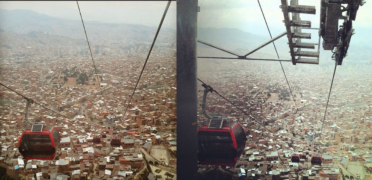 Linbana på hög höjd i Bolivia