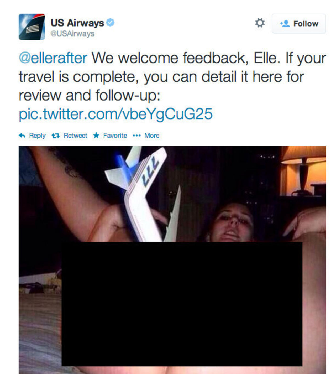 US Airways twittrade grov pornografi