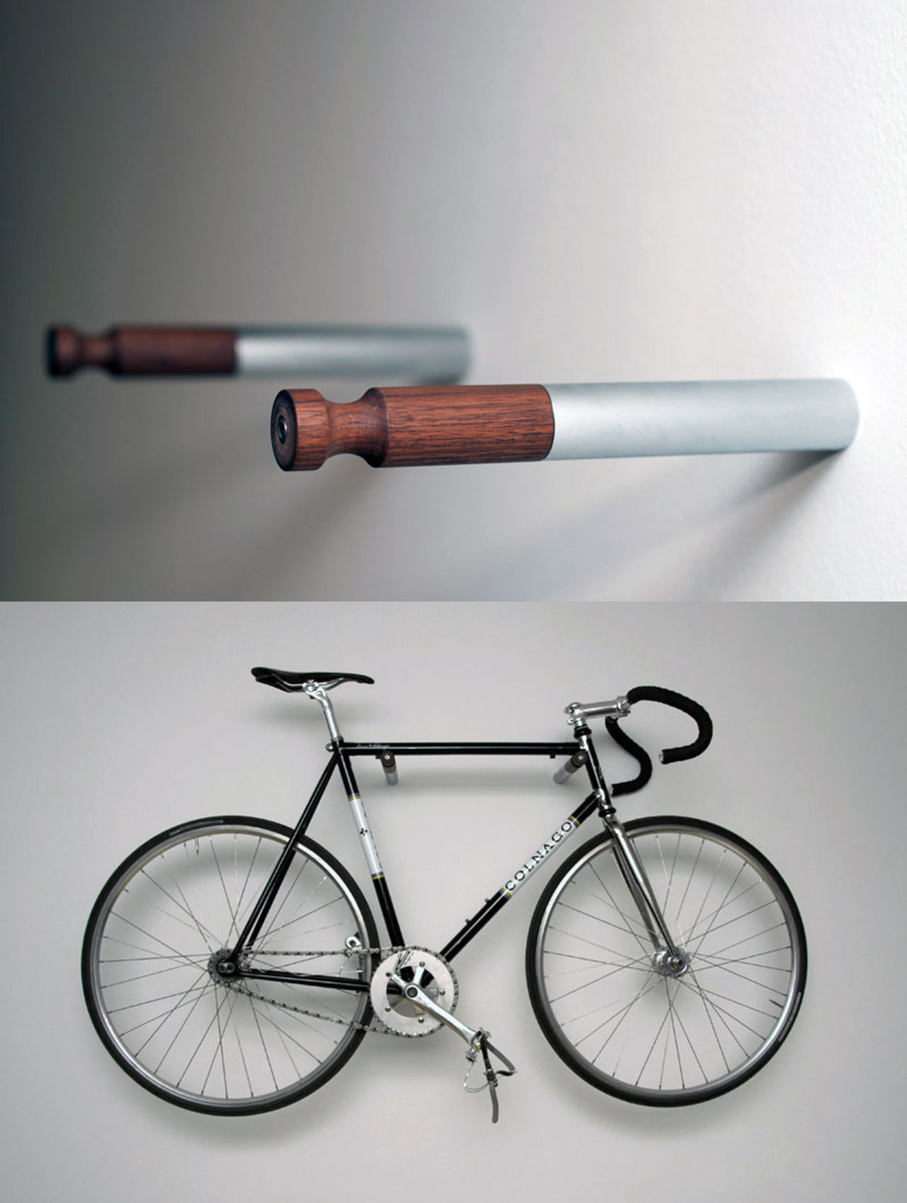 Minimalistiskt med cykeln på väggen