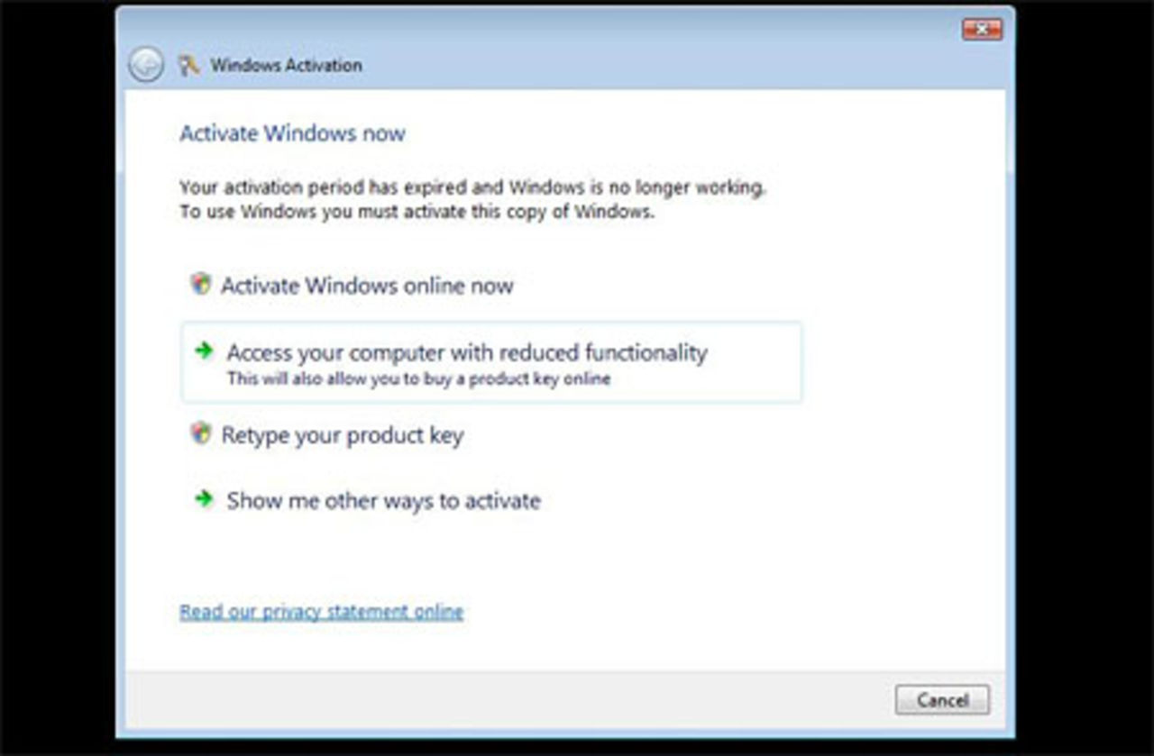 Vistas luriga produktaktivering