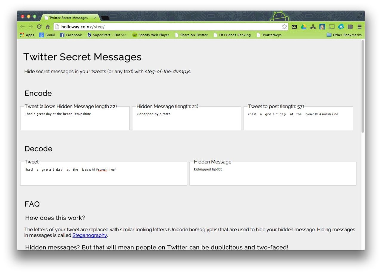 Skicka hemligheter i Twitter-meddelanden