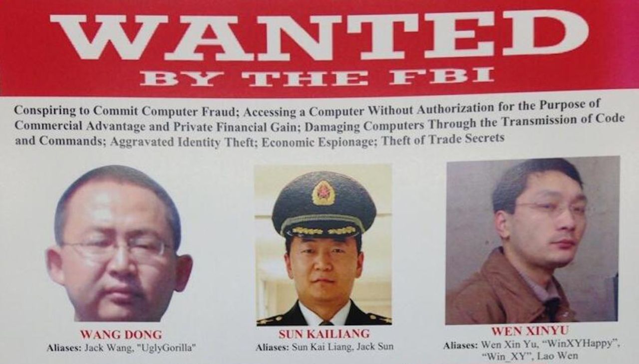 FBI sätter upp fem kineser på sin most wanted-lista