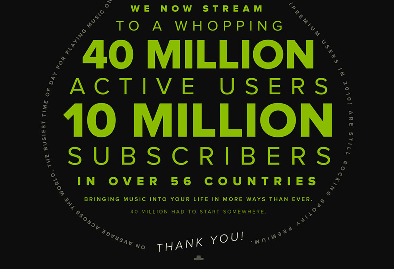 Spotify har nu 10 miljoner betalande användare