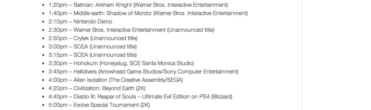 Spana in Twitch-schemat för E3 2014