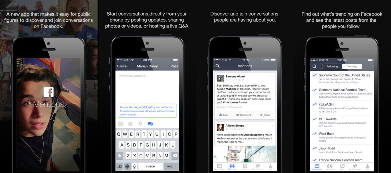 Facebook Mentions - app bara för kändisar