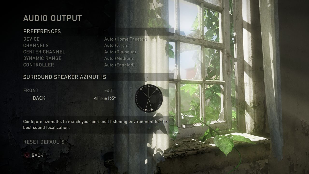 Bild på avancerade ljudinställningarna till Last of us: Remastered
