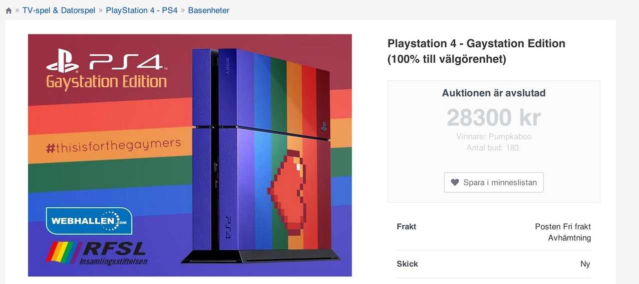 Gaystation såldes för 28 300 kronor