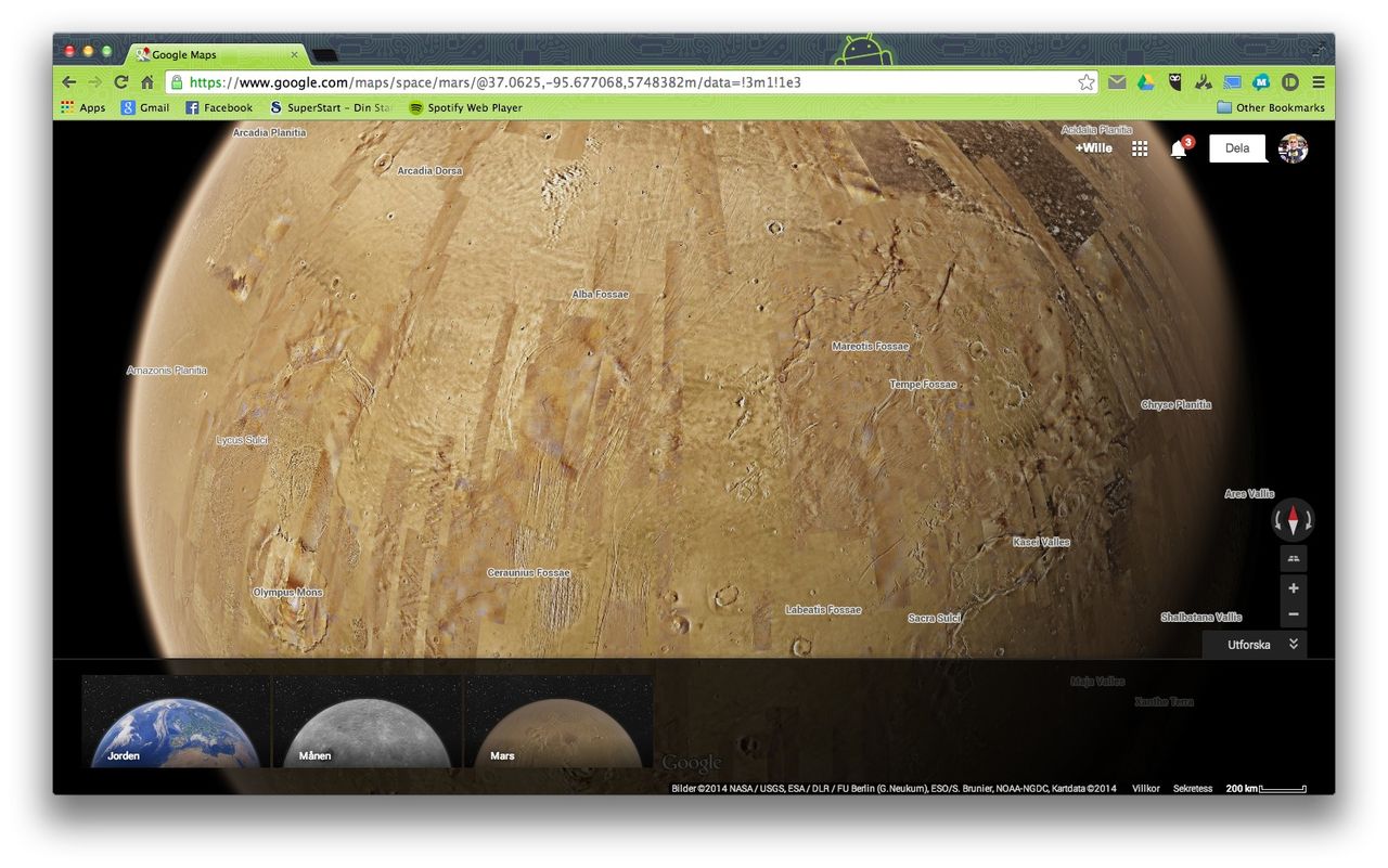 Utforska månen och Mars med Google Maps