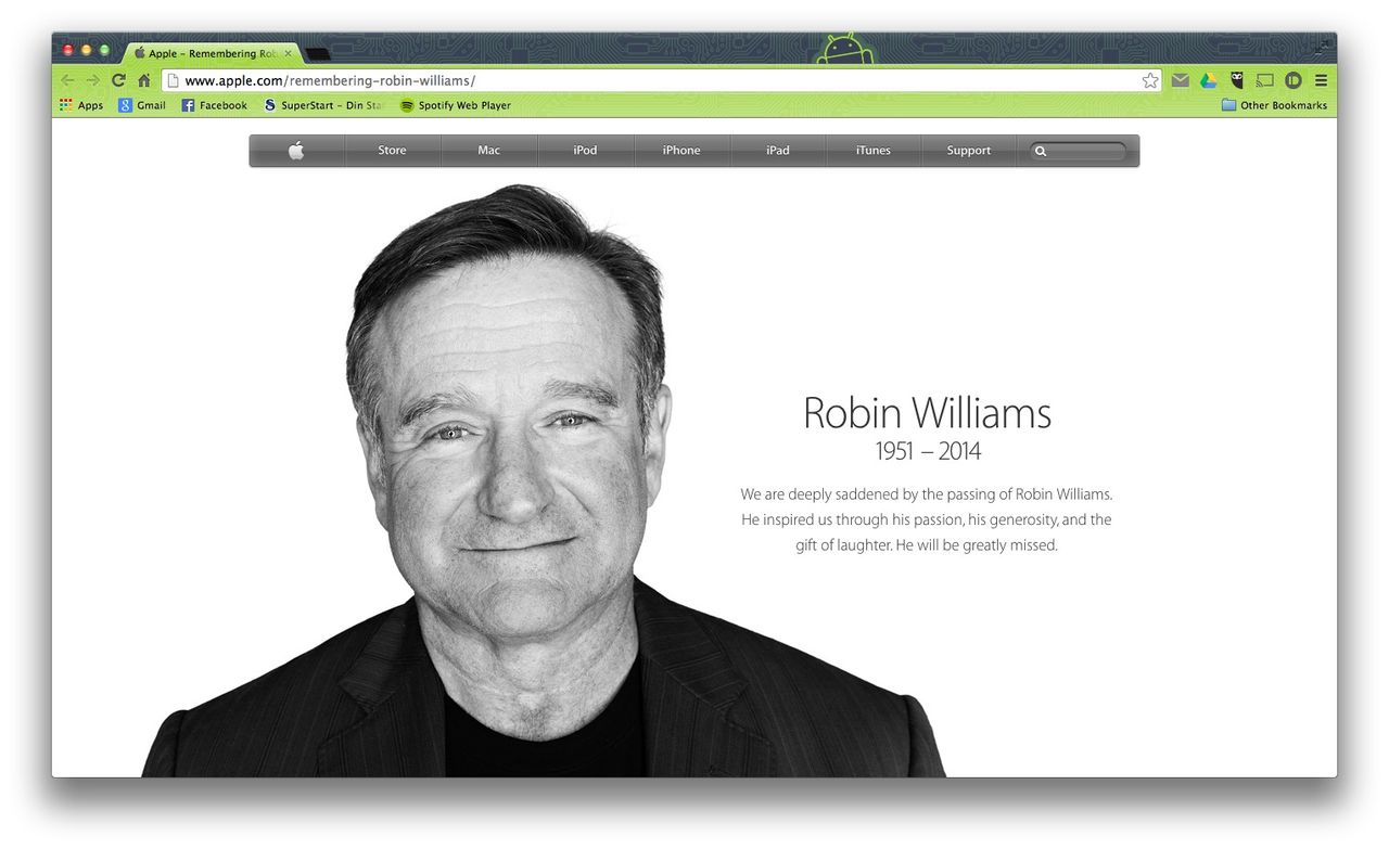 Apple hedrar Robin Williams