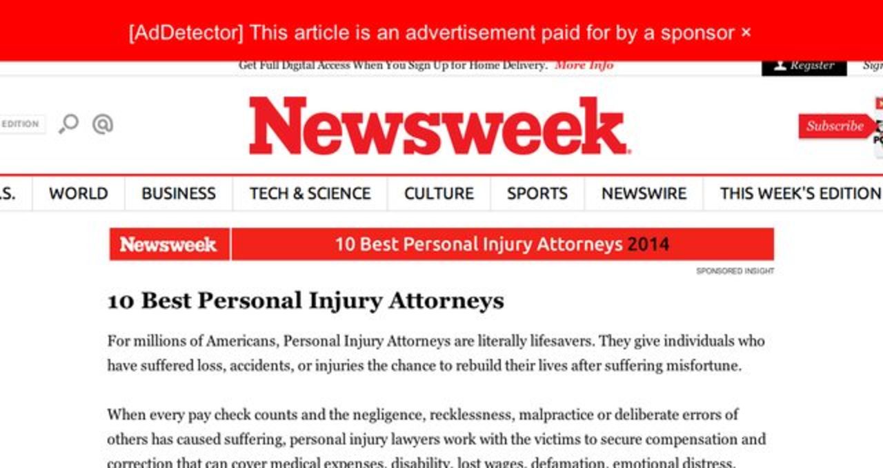 AdDetector identifierar sponsrade artiklar