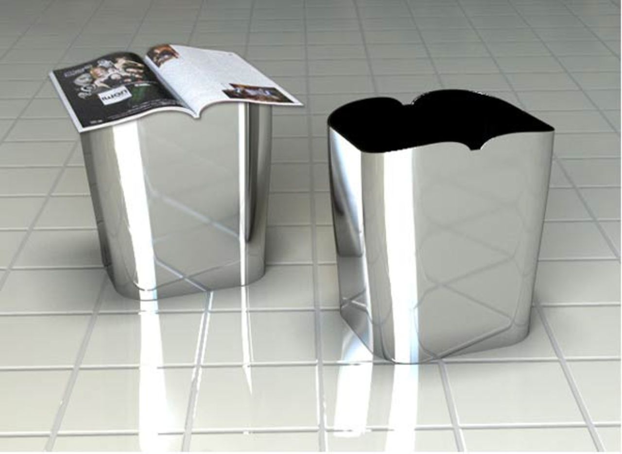 Papperskorg/tidningsställ för toalettbesökare