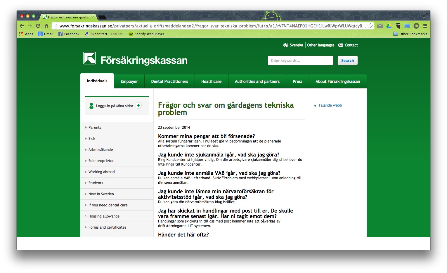 Nu Ar Forsakringskassan Uppe Igen Lag Nere I Over Ett Dygn