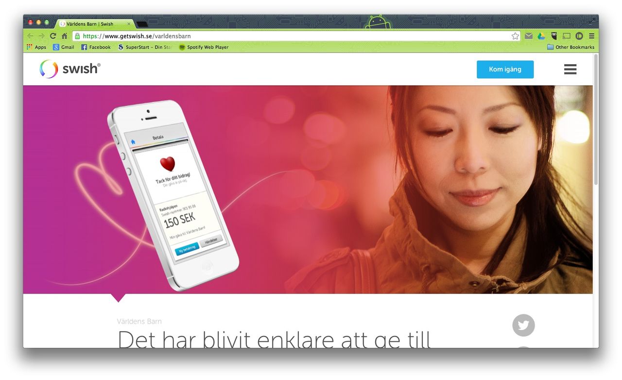 Swish kampanjar för Världens Barn