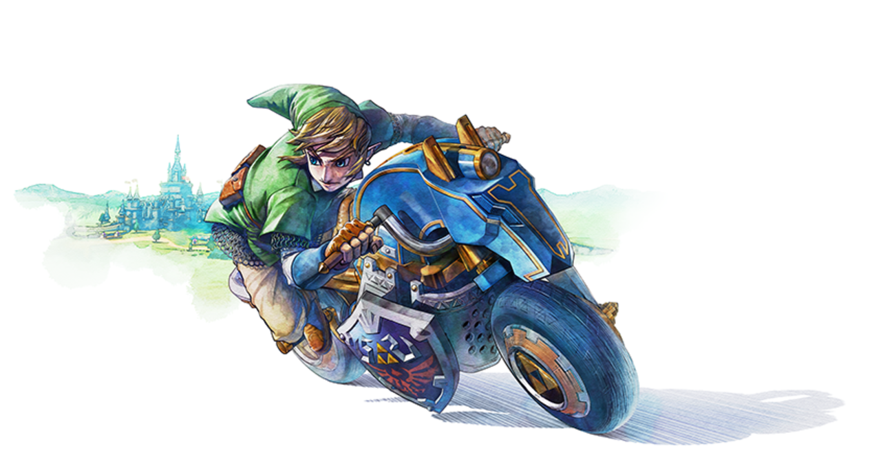 Link på motorcykel i nya Mario Kart 8 DLC:et
