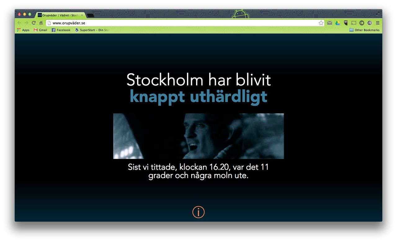 Orupväder berättar vad det är för väder i Stockholm Stockholm har blivit kallt | Manolo