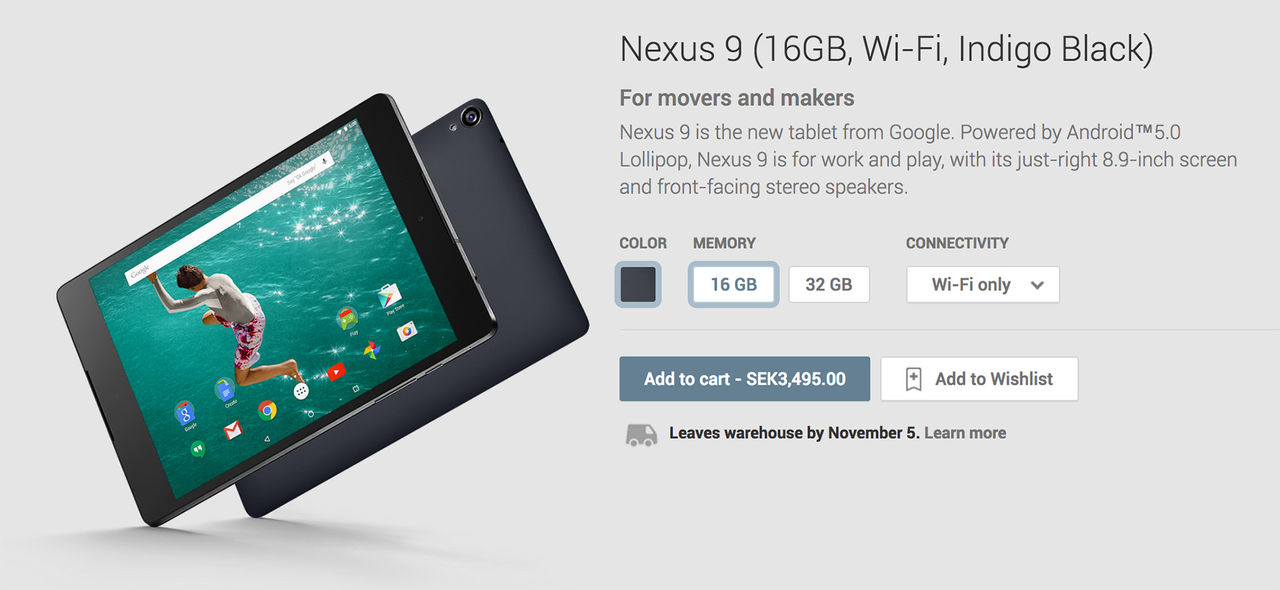 Nu kan du beställa Nexus 9