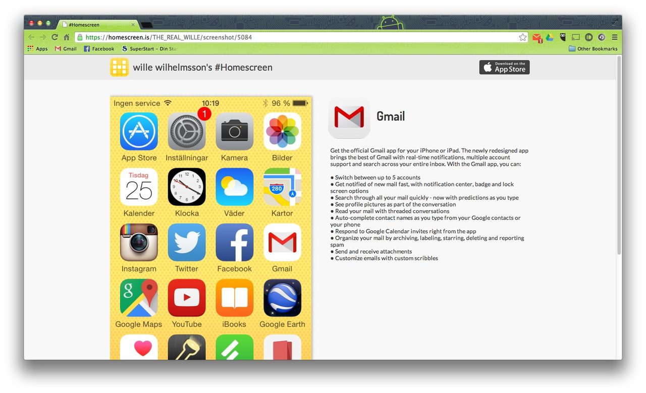 Dela din hemskärm med #Homescreen