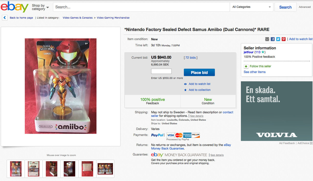 Felaktig amiibo säljs dyrt på eBay
