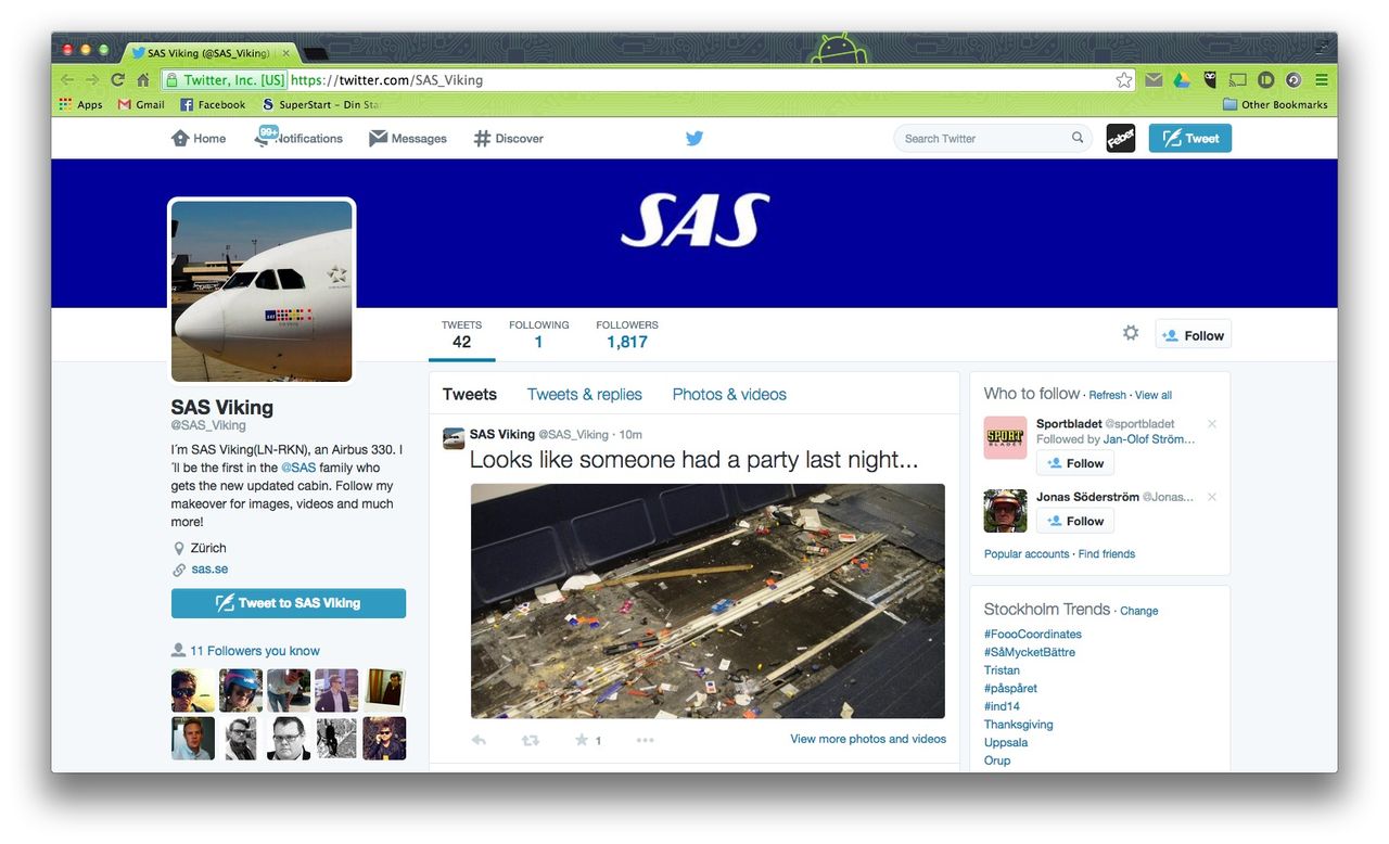 SAS Viking har ett eget twitterkonto