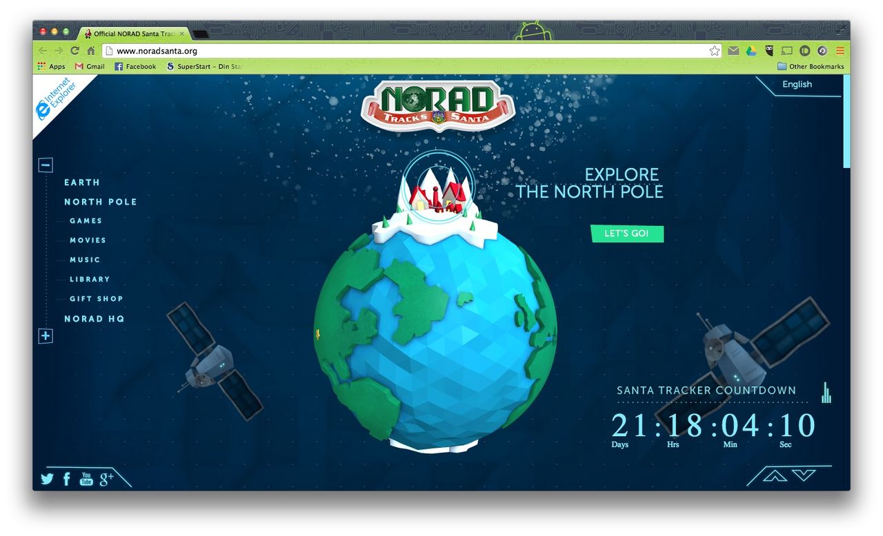 Microsoft och NORAD följer tomten även denna jul