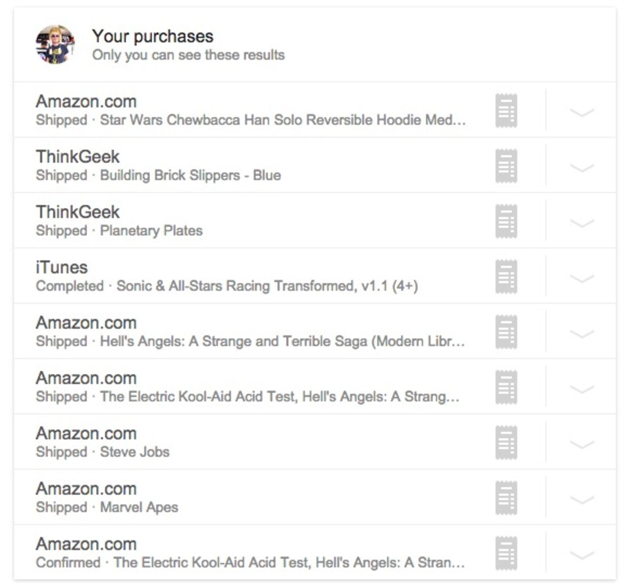 Kolla in vad du köpt med Google