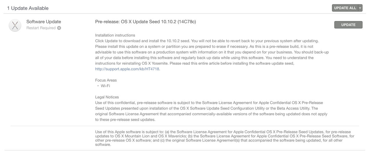 OS X 10.10.2 närmar sig