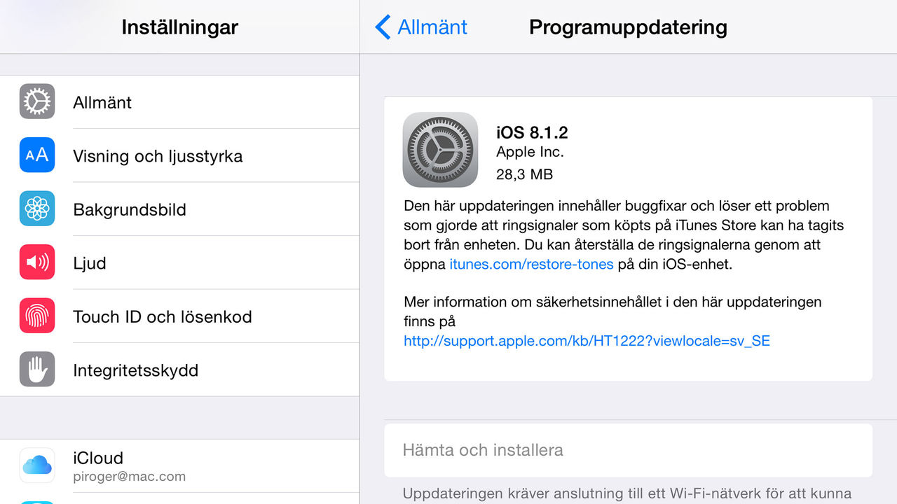 Apple släpper iOS 8.1.2
