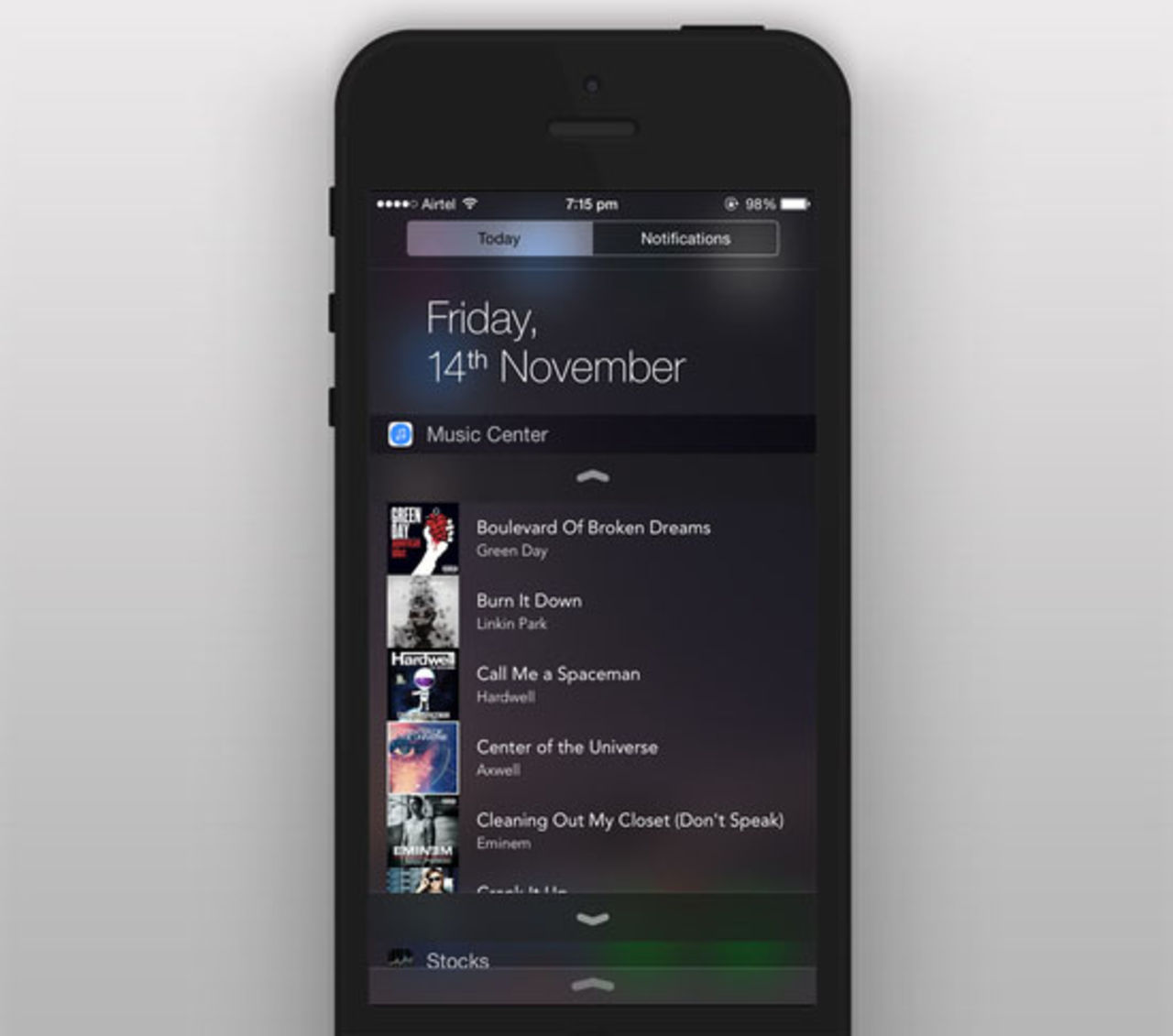 Välj musik från notifieringscentret på iOS
