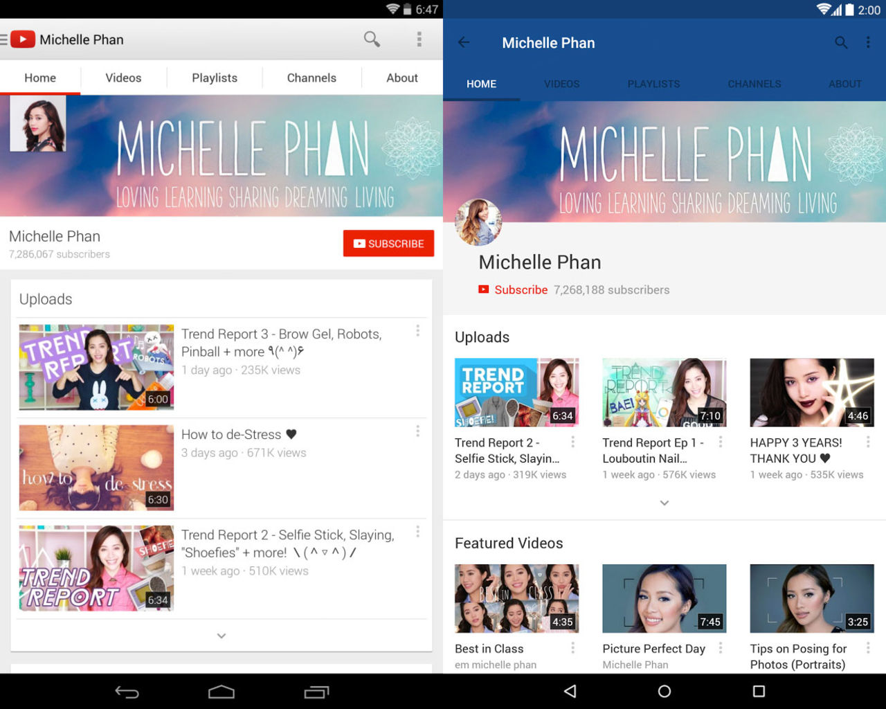 Nu har Youtube också fått material design