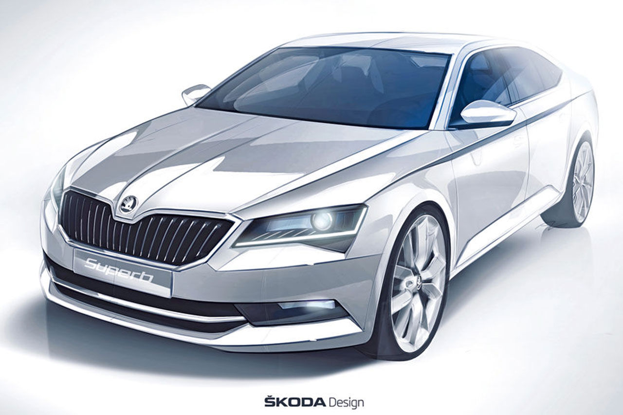 Officiell skiss på nya Skoda Superb