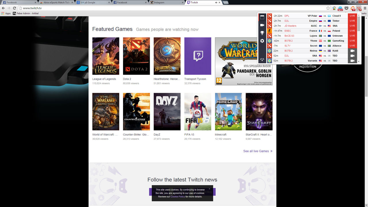 Få uppdateringar om esportmatcher direkt i chrome