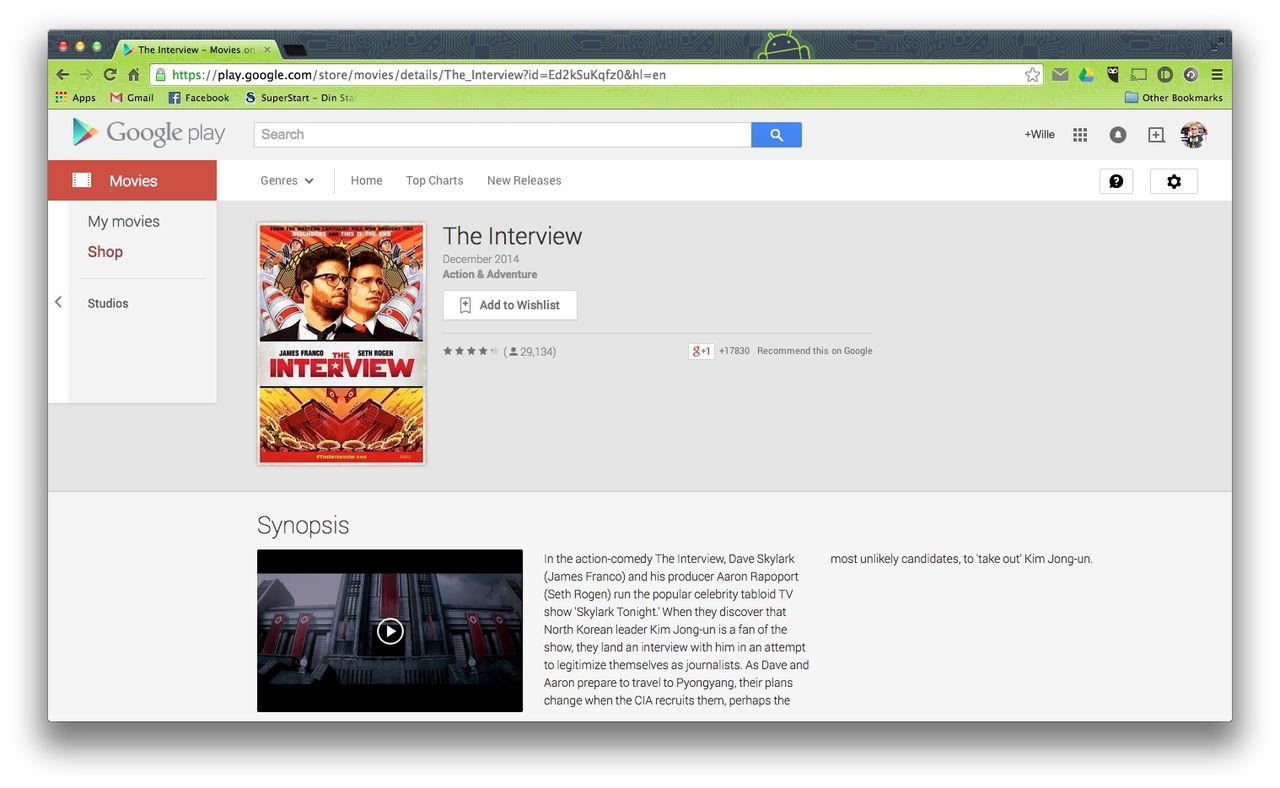 The Interview drog in 17,8 miljoner dollar i julhelgen