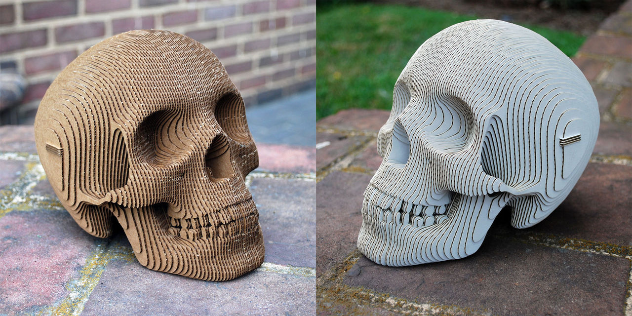 En döskalle i wellpapp