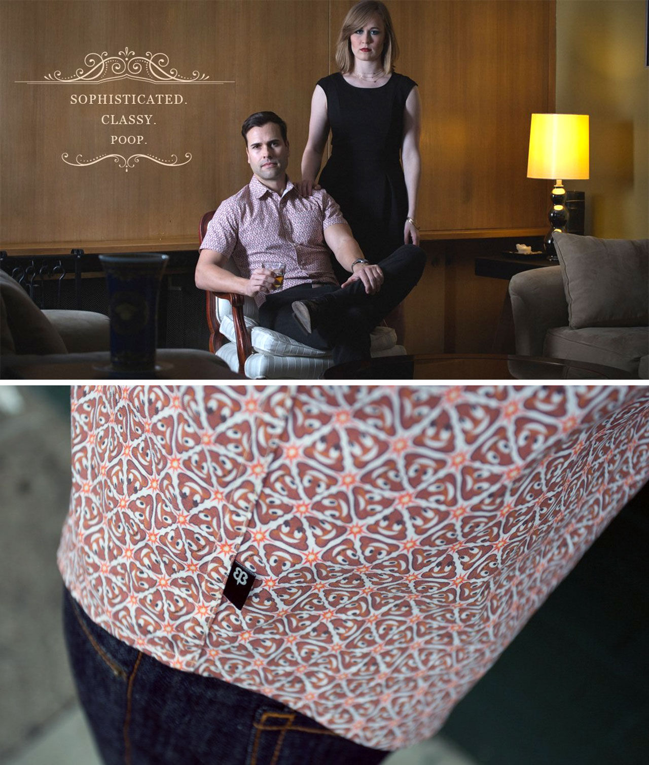 En skjorta med mönster av bajs