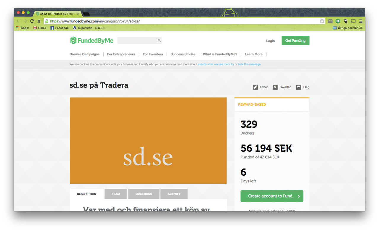 Crowdfundingkampanj för att köpa SD.se