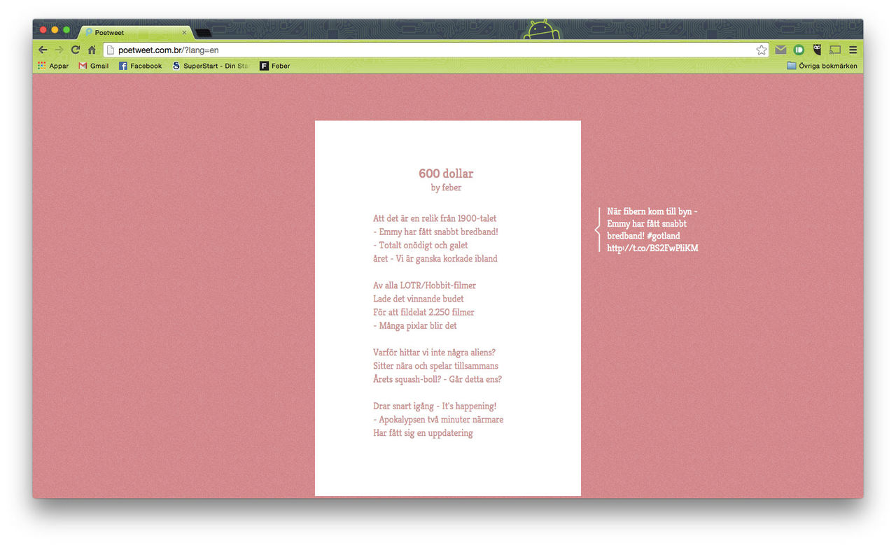 Gör poesi av Twitter med PoetTweet
