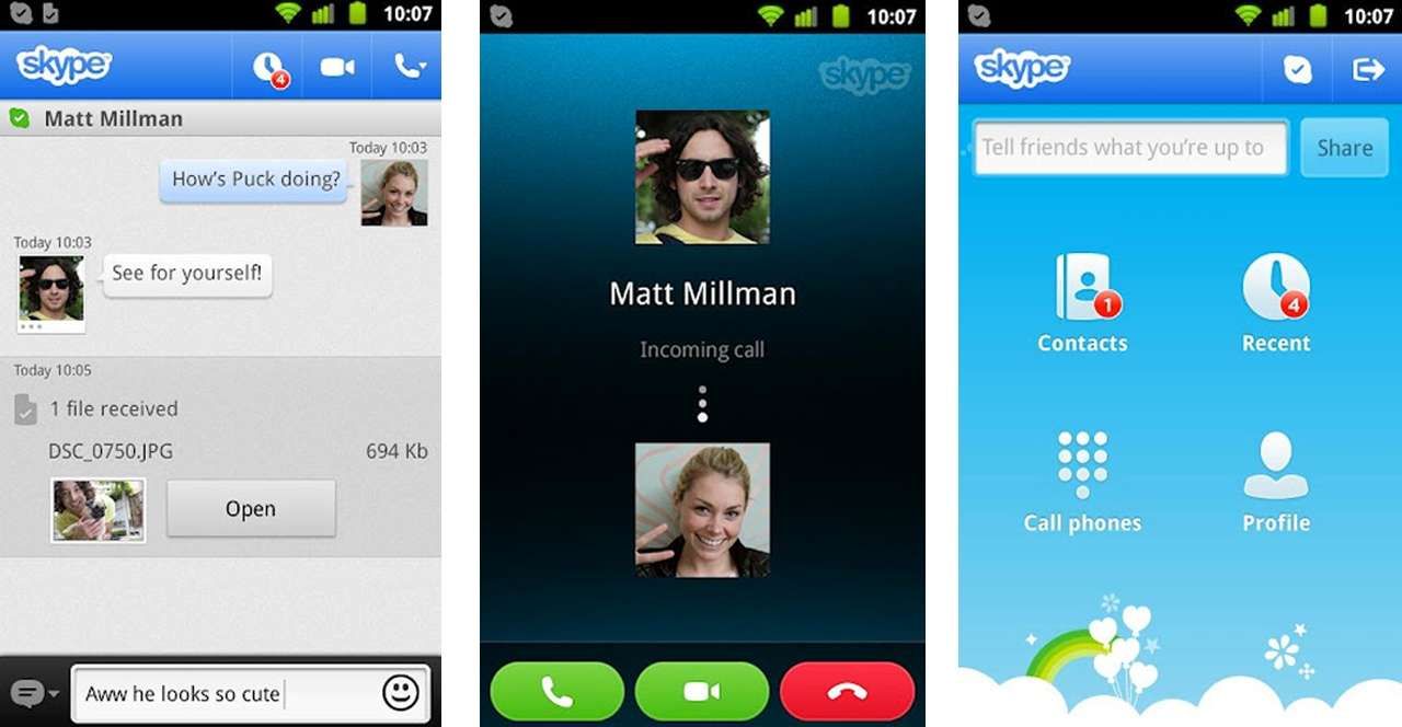 Skicka bilder offline på Skype för Android