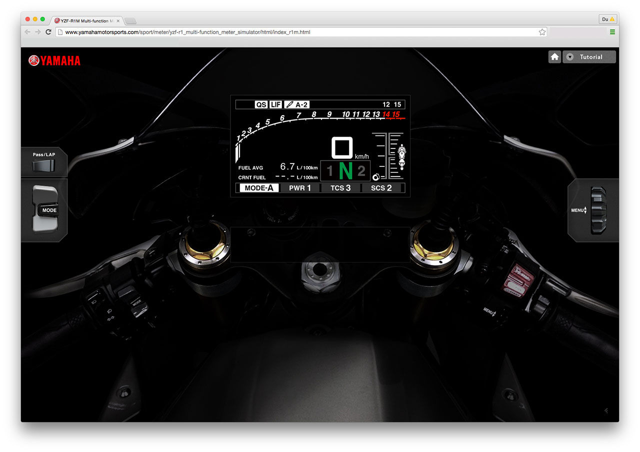 Lek runt med instrumentpanelen på nya Yahama R1