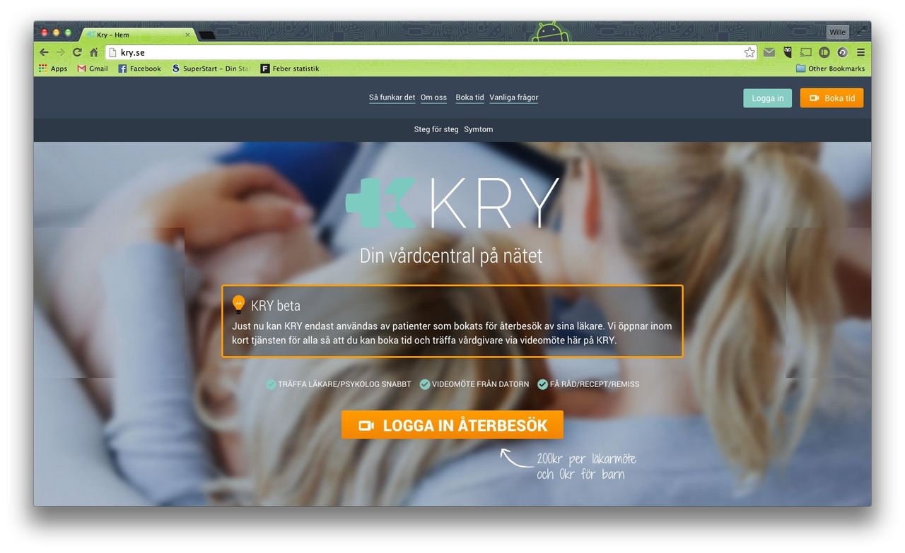 KRY är Sveriges första vårdcentral på nätet