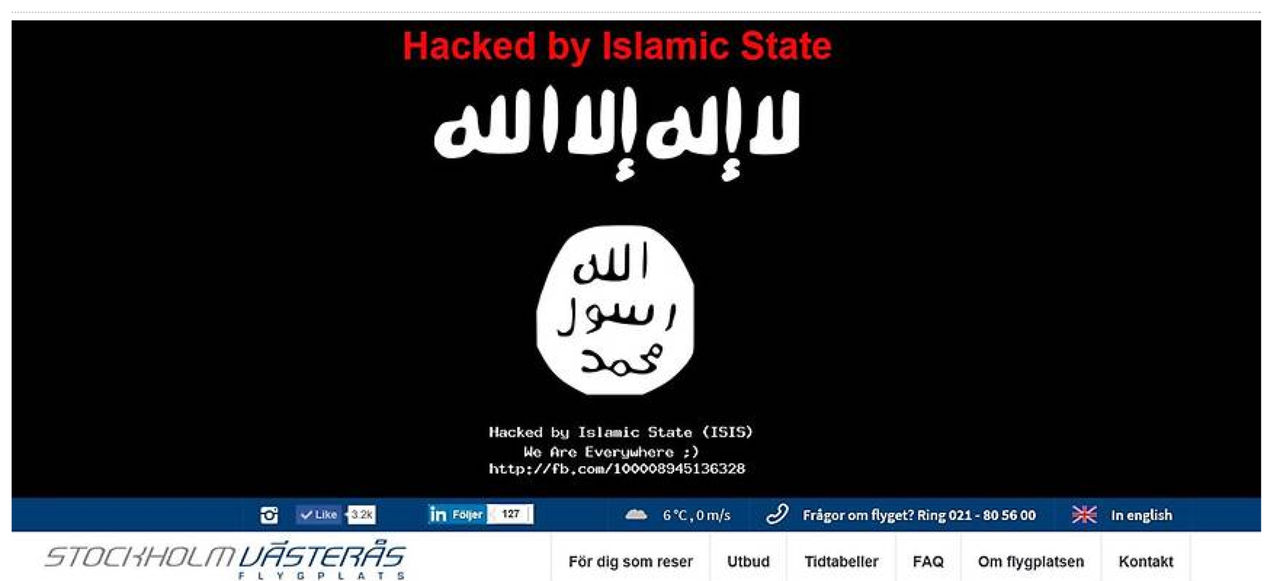 Hässlö flygplats hemsida hackad av IS